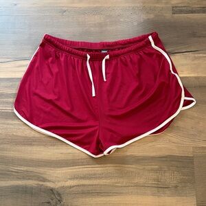Womens SHEIN Red Athletic Shorts with White Trim Size Large